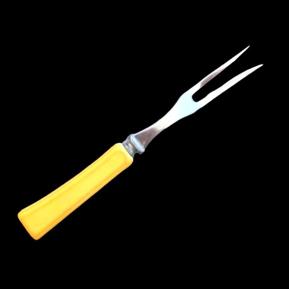 Robinson Stainless Steel Three Piece Meat Carving Set Yellow Bakelite Ha… - Picture 2 of 6